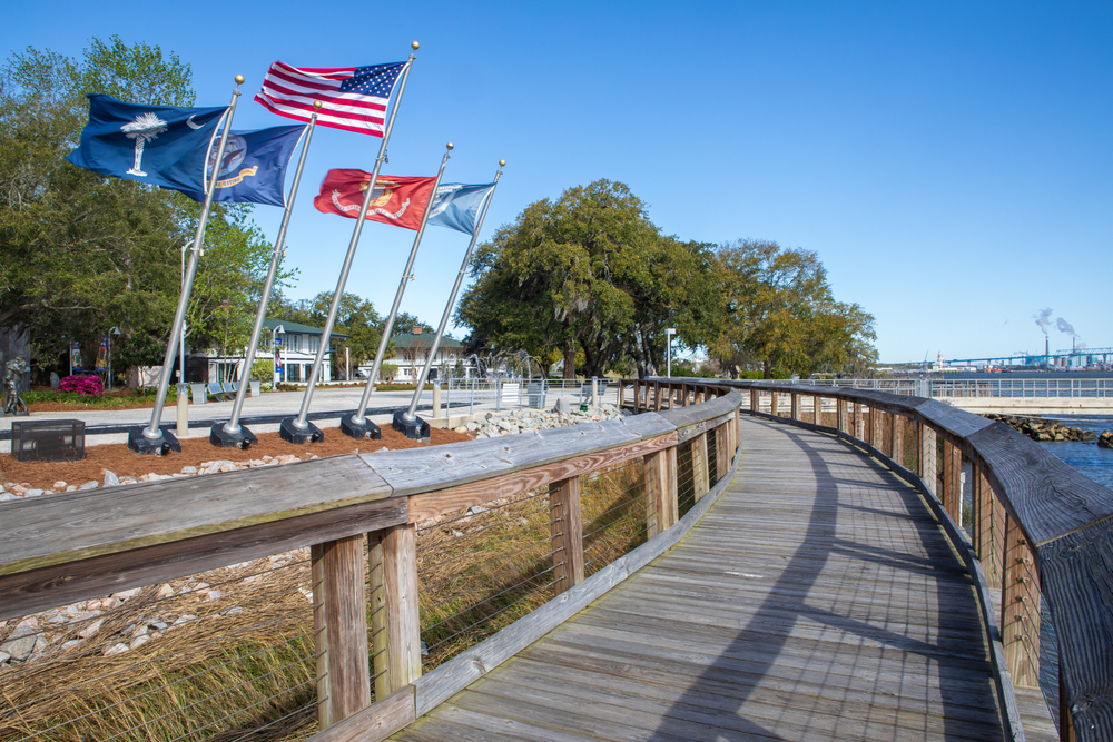Photograph of flags flying in Charleston SC