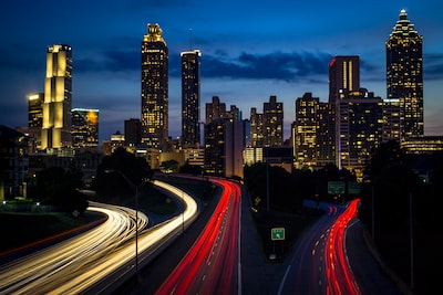 A bustling cityscape of Atlanta, Georgia